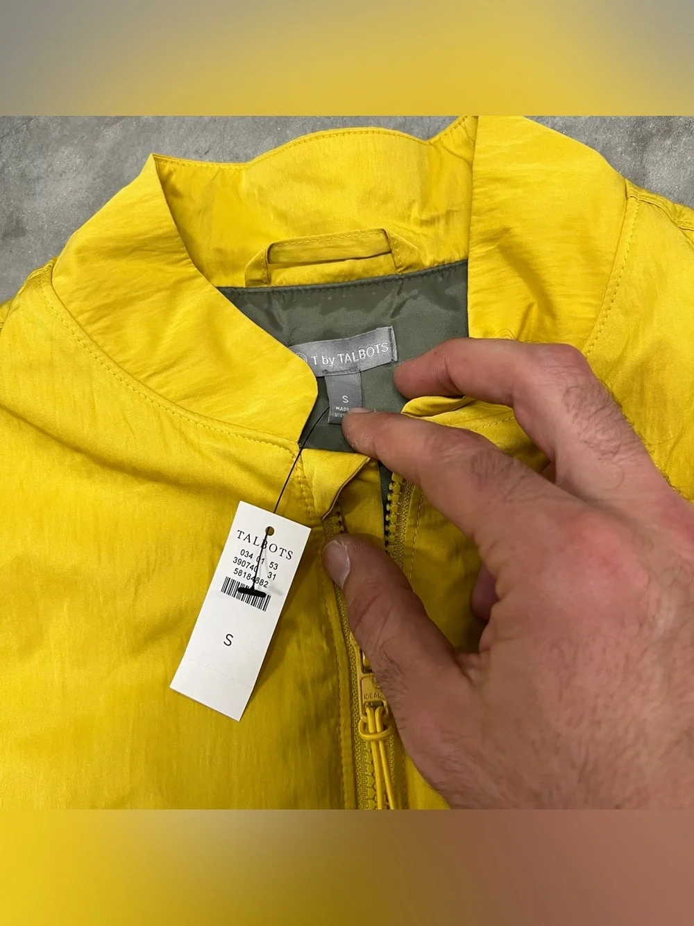 Talbots Women's Zip Off Sleeve Woven Jacket Size Small Yellow Drawstring Waist